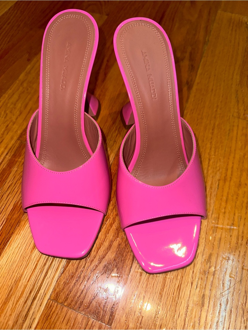 Amina Muaddi Hot Pink shoes Slide Heels size 37.5
